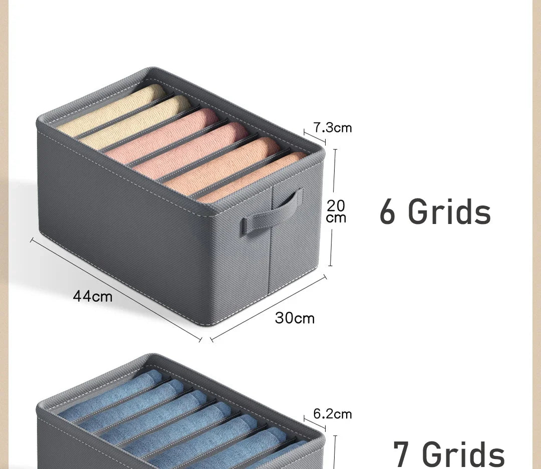 Caixa organizadora de roupa com 6/7/9 compartimentos, para guardar calças mais grossas, dobrável, com divisórias, ideal para camisolas, camisas e gavetas de armários e guarda-roupas.
