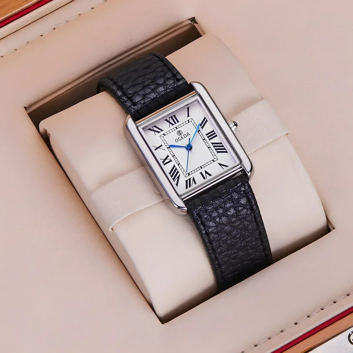 Ogeda 2025 New Square Men's Quartz Watch with Mineral Glass Alloy Case, Leather Strap, Sports Waterproof 3Bar Reloj Hombre Wat