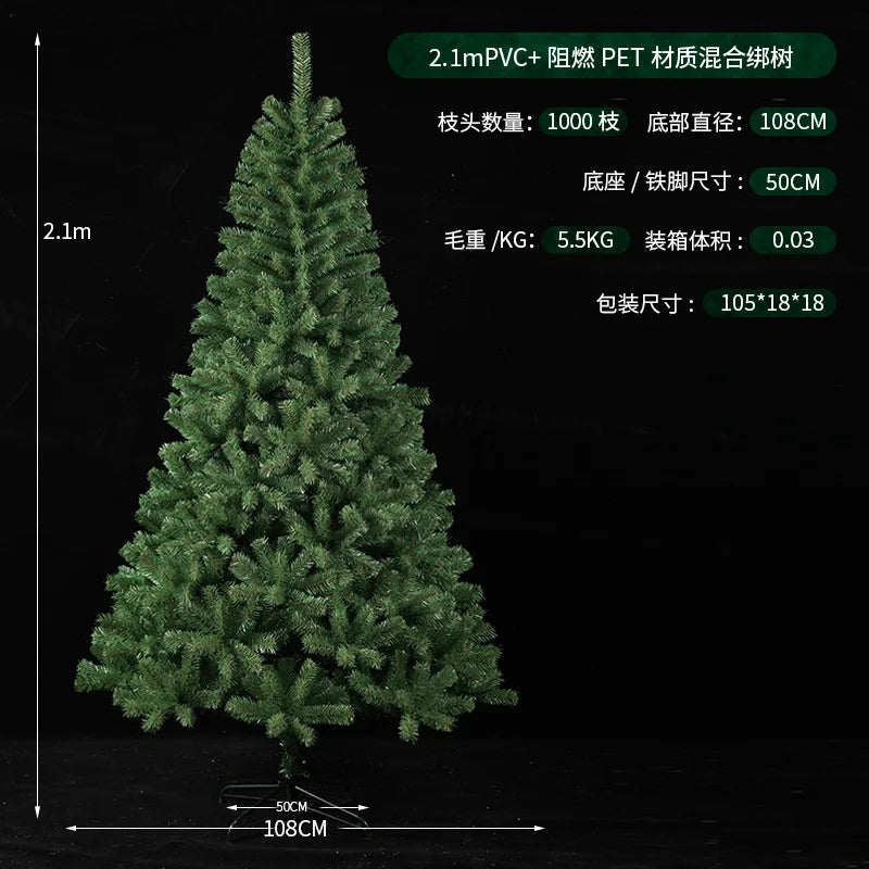 Árvore de Natal em PVC criptografado, tamanho grande, pontiaguda, para decoração de hotéis, shoppings e casas, árvore de Natal para chão.