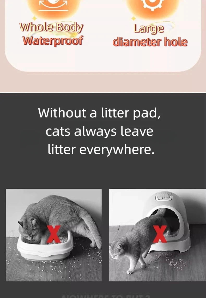 Tapete para Areia de Gato com Design de 2 Camadas, Tecnologia Premium de Retenção de Areia, Base Impermeável, Protetor de Piso Antiderrapante para Gatos de Interior