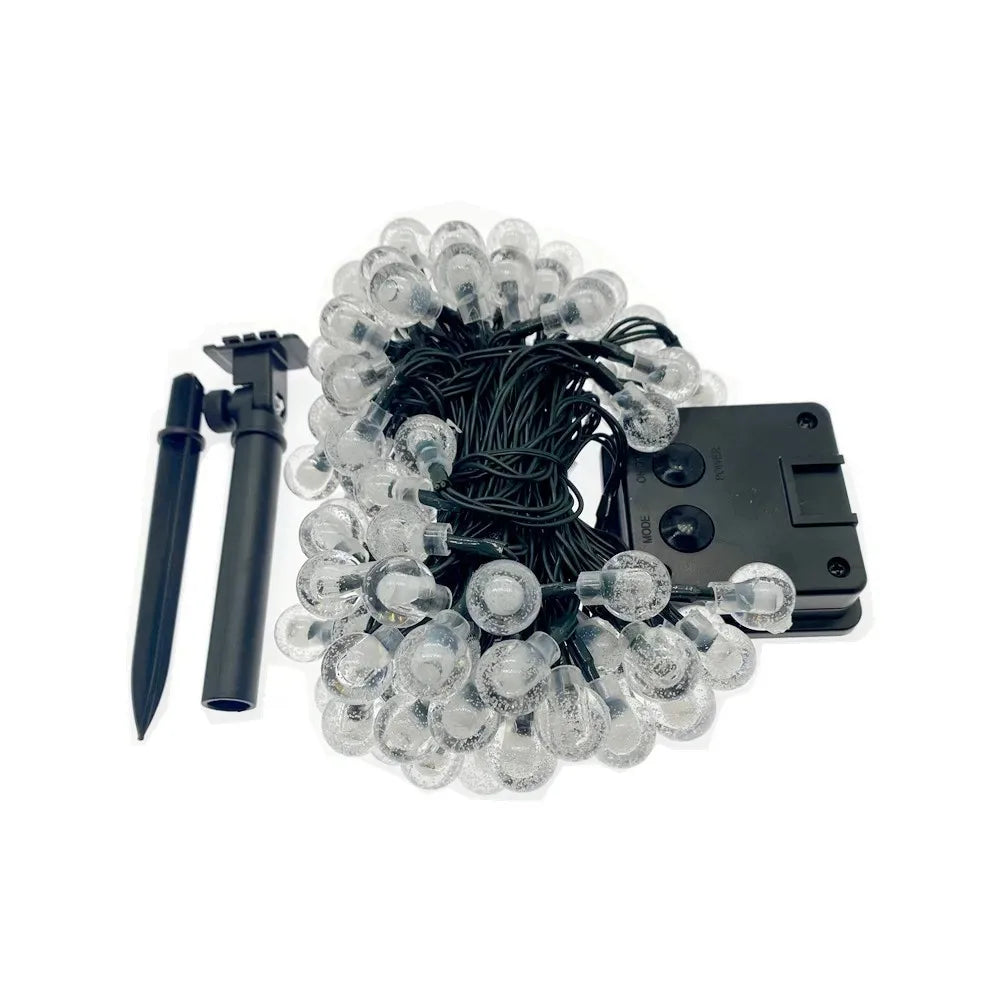 100 conduziu a lâmpada solar para exterior, impermeável, 12m, 12m, luz-acima, fada, bola de cristal, guirlandas do jardim, decoração do Natal