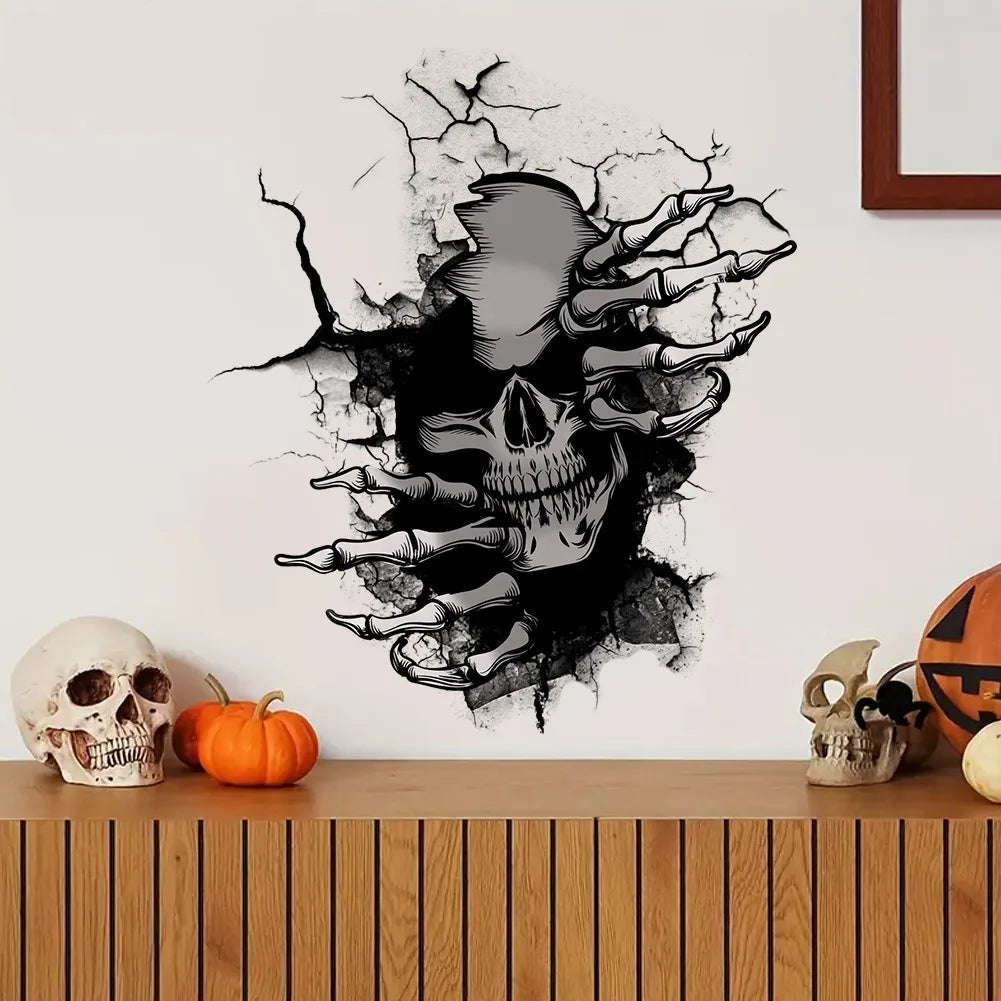 Adesivos de parede de esqueleto de Halloween, decoração divertida de casa para sala de estar e quarto
