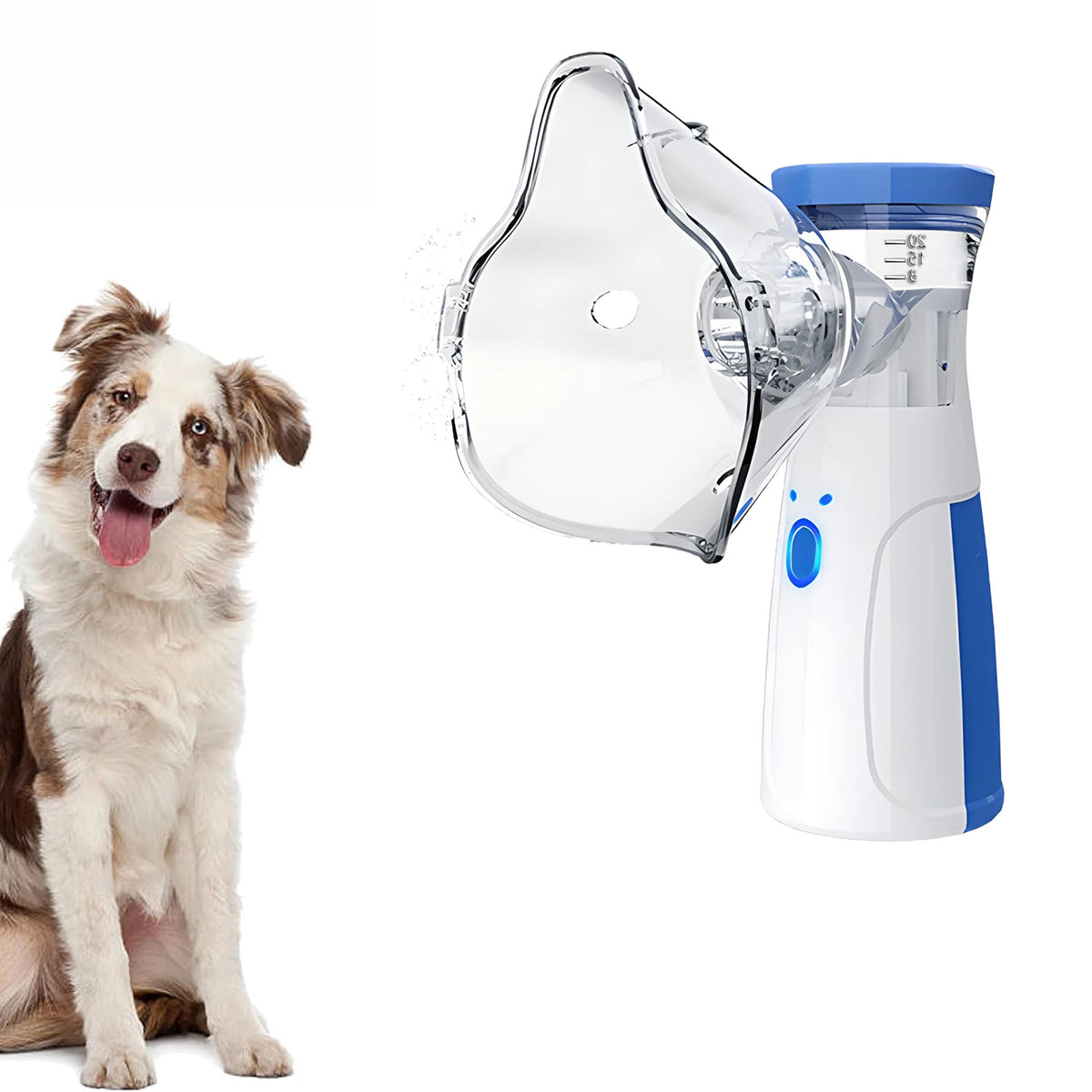 Nebulizador inalador de asma para animais de estimação, para alívio respiratório, fácil de usar, dispositivo veterinário para animais, promove a saúde das animais de estimação