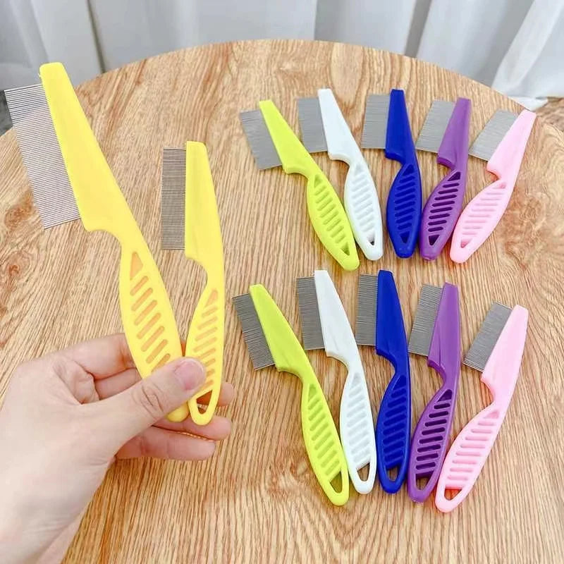 1/2 Peça Pente para Queda de Pelos de Animais de Estimação em Aço Inoxidável, Pente Antipulgas para Gatos e Cães, Pente de Higiene para Pelos e Pulgas, Escova para Cães, Ferramentas de Higiene