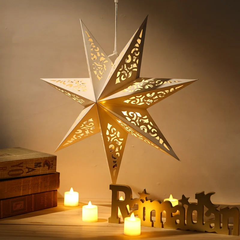 Estrela oca pendurado pingentes ramadan decoração 2024 para casa navidad natal noel presentes enfeites de natal ano novo 2024