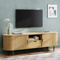 Suporte de TV de 69" com tomada de energia para TVs de até 80", centro de entretenimento com armazenamento e gaveta, console de TV com prateleiras ajustáveis