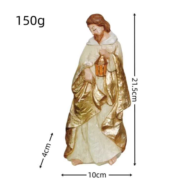 Conjunto de Figuras de Presépio, Cena da Sagrada Manjedoura, Decoração de Natal, Estátua do Nascimento de Jesus, Ornamentos Católicos Cristãos