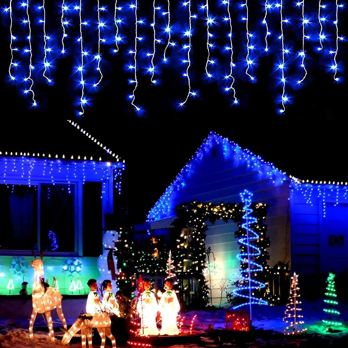 Decoração de natal 2024/2025 luzes de cortina led de gelo para queda ao ar livre 0.4/0.5/0.6m luzes de natal para casa ano novo 2025