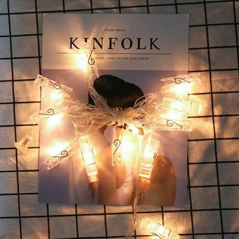 Luzes de Fada LED com Clipes para Fotos, 10 LEDs e 20 LEDs para Decoração de Natal e Presentes de Dia dos Namorados