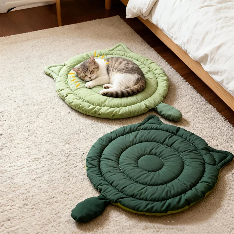 Cama de Pelúcia Fofa para Gatos 1pc, Colchonete em Formato de Gato, Macio, Respirável e Lavável para Gatos e Cães, Uso em Todas as Estações
