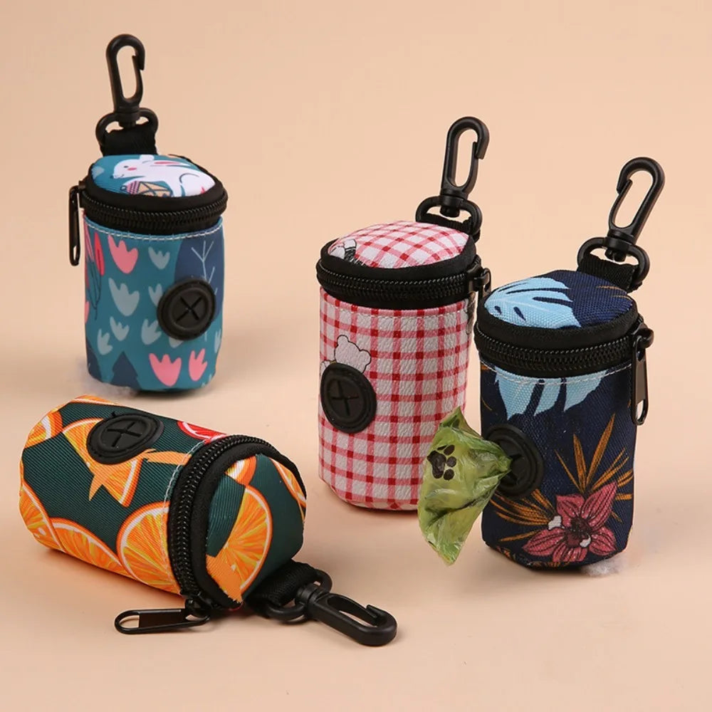 Hangable cão cocô saco dispensador zíper cães andando acessório saco de resíduos titular portátil bonito sacos de lixo organizador suprimentos para animais de estimação