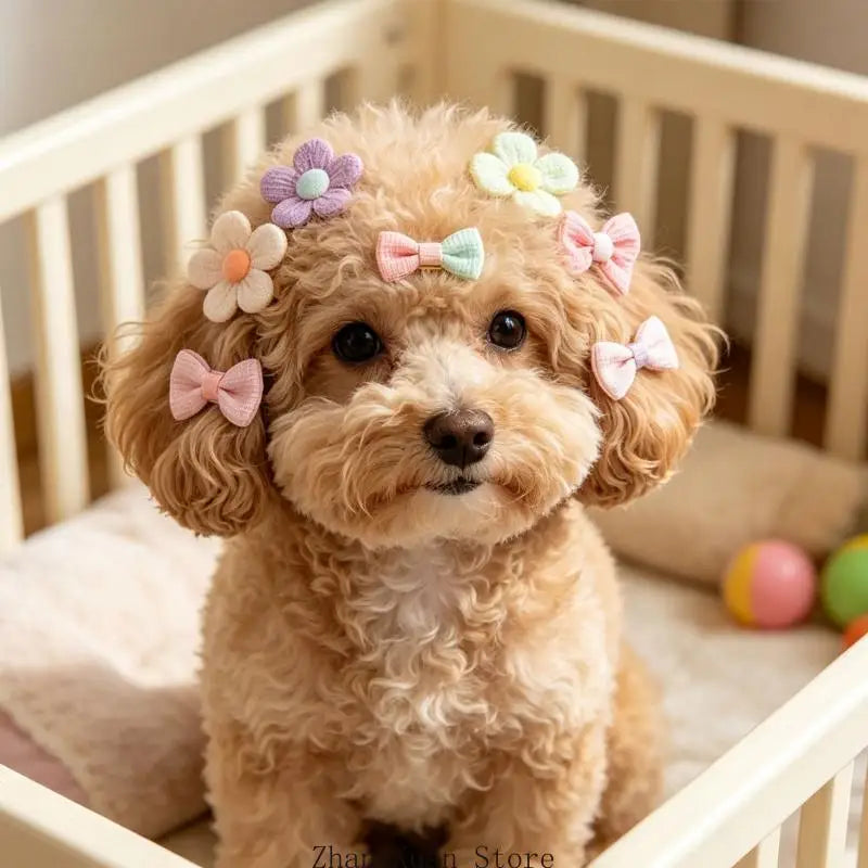 Acessórios cabelo para fotos animais estimação para cães e gatos, 14 peças com cores variadas e faixas elásticas para