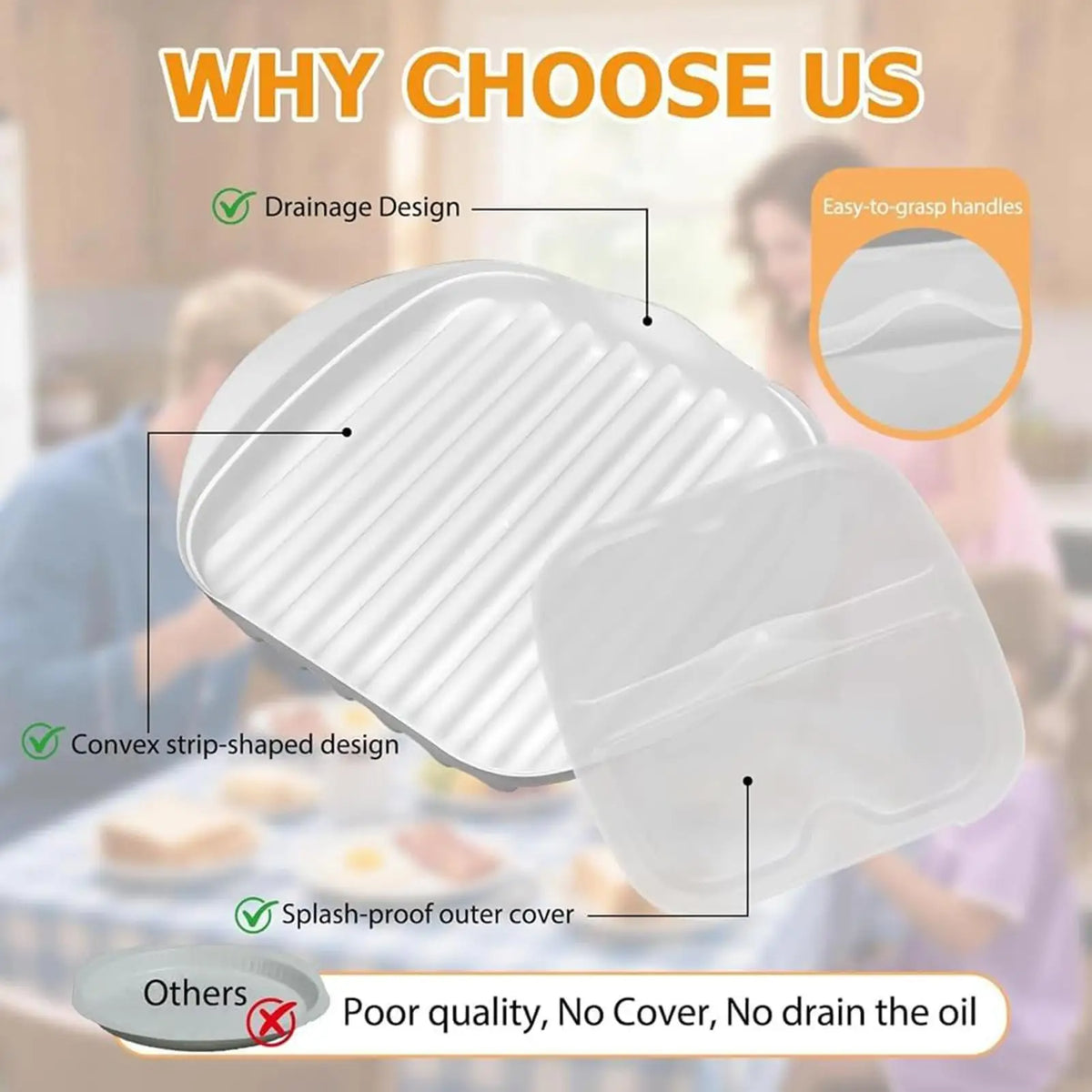 Assadeira para bacon no micro-ondas com tampa, panela para cozinhar bacon no micro-ondas, assadeira para micro-ondas, utensílio de cozinha, adequada para bacon, pizza, assados.