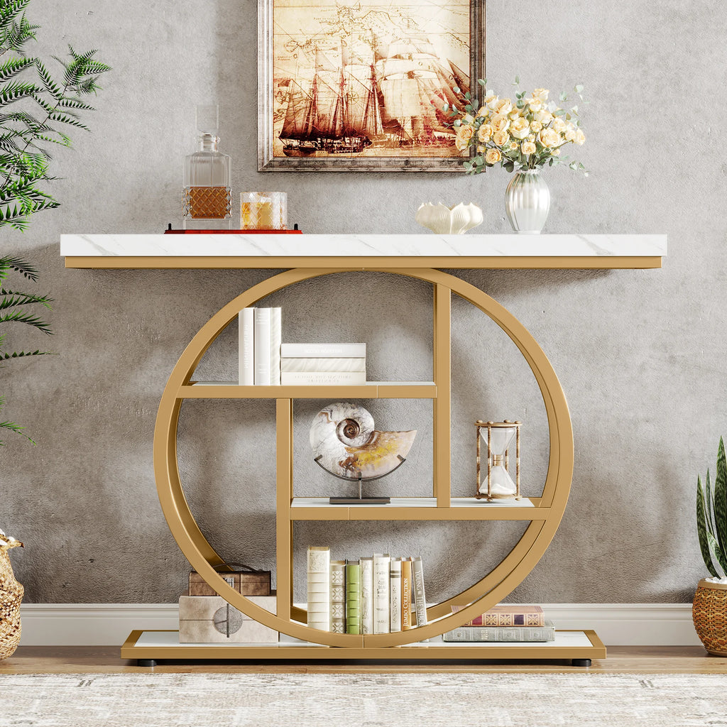 Industrial Entryway Console Mesa para Sala de Estar, Foyer Corredor Mesa para Entrada, 4-Tier Mesa, 41,3"