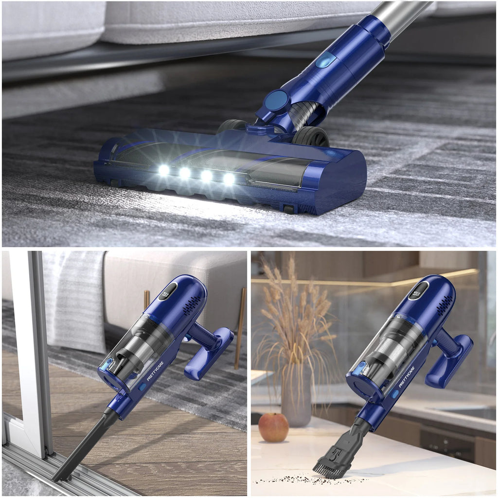Aspirador de pó sem fio PrettyCare P1 45 minutos 28Kpa Aspirador de pó potente com motor sem escova LED Touch Display