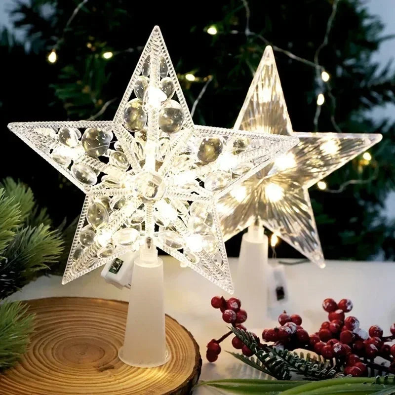 15cm decoração de árvore de natal estrelas luzes brancas quentes decoração de quarto de casa lâmpada led brilhante festival de natal topstar navidad 1.07in