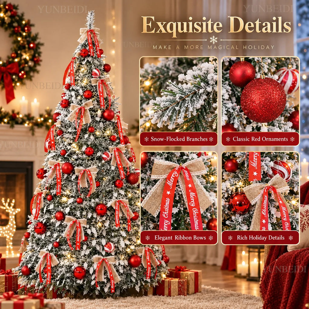 Árvore de Natal Dobrável com Luzes LED e Enfeites, Árvore de Natal Integrada de Alta Qualidade de 120cm a 180cm, Decoração para Festa de Natal em Família