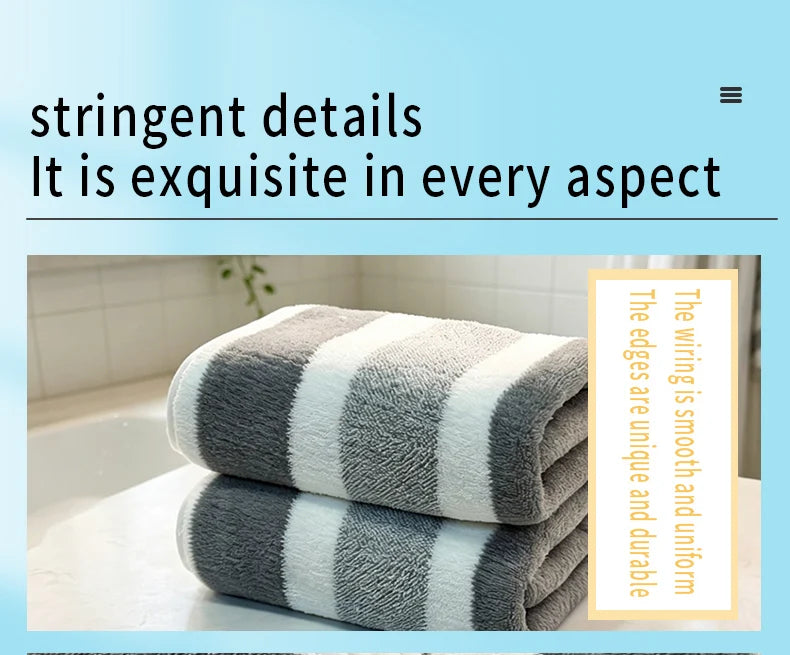 Conjunto de 2 toalhas com alta capacidade de absorção de água, secagem rápida, não soltam fiapos e são duráveis – ideais para uso doméstico, na praia e para o rosto.