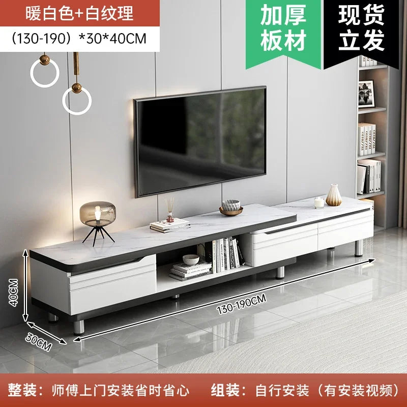 Suporte de TV LED moderno para televisores, mesa de centro, prateleiras de vidro e gaveta, centro de entretenimento para jogos com vários armários