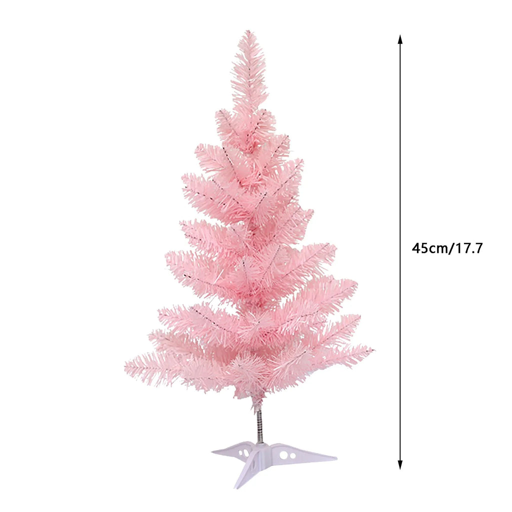 Árvore de natal artificial 45/60cm rosa desktop reunindo pinheiro de natal com luz decoração de natal ornamentos de janela presente