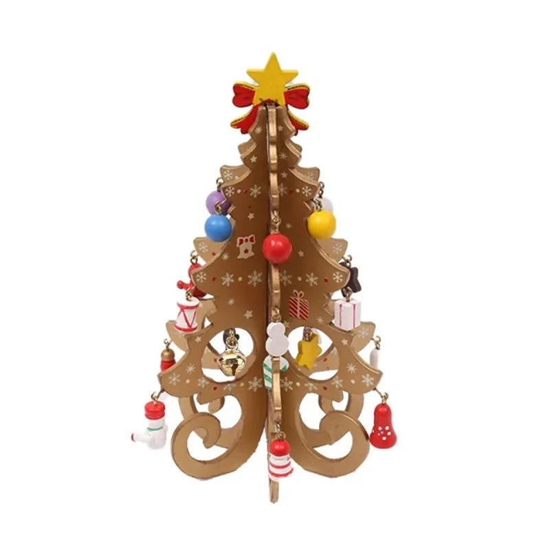 Árvore de natal infantil artesanal diy estéreo de madeira layout de cena de árvore de natal decorações de natal ornamentos 17 19cm de altura - Kasa & Pet