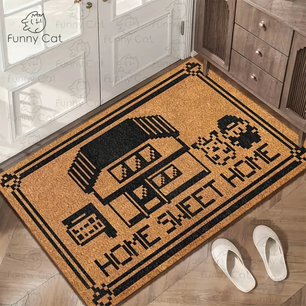 Tapete de porta estilo pixel VIKAMA - Durável e resistente a manchas - Tapete de entrada interno e externo - Tapete decorativo para casa