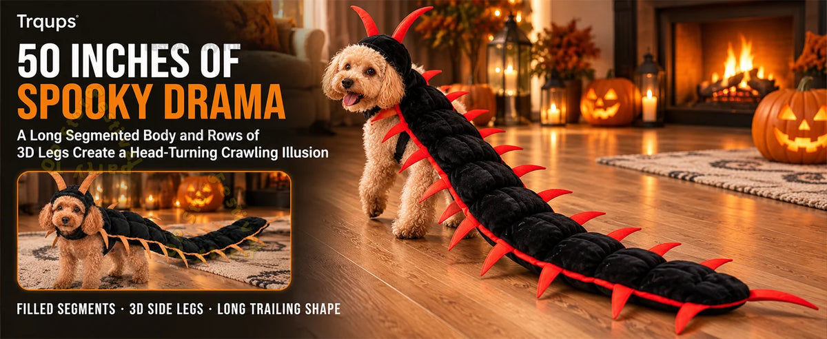 Fantasias de Halloween de Centopeia para Gatos e Cães, Roupas de Cosplay 3D de 50'', Roupa de Halloween para Animais de Estimação, Adereço Fotográfico para Uso Externo