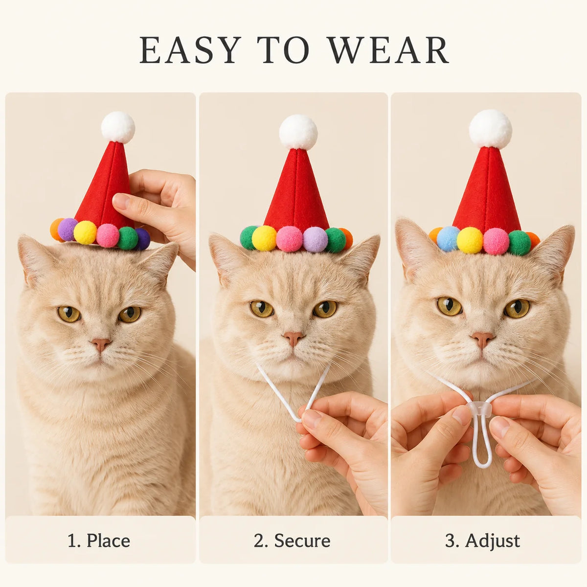 Chapéu de Aniversário para Animais de Estimação, para Gatos e Cães Pequenos, Boné de Feltro Ajustável em Forma de Cone, Fantasia Colorida com Pom Pom, Acessório para Fotos e Celebrações