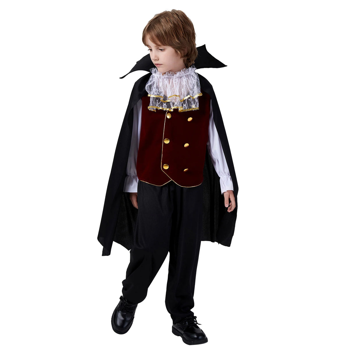 Fantasia de Vampiro Gótico para Meninos 2026, Traje de Halloween para Crianças, Roupa de Performance em Palco, Conjunto Preto