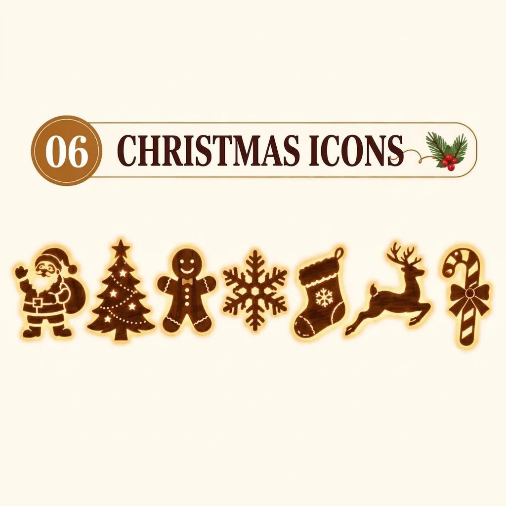 Decoração de parede natalina com luzes LED, trenó do Papai Noel, renas, árvore de pinheiro, encaixe recortado, para pendurar na moldura da porta, decoração para festas e celebrações em casa.