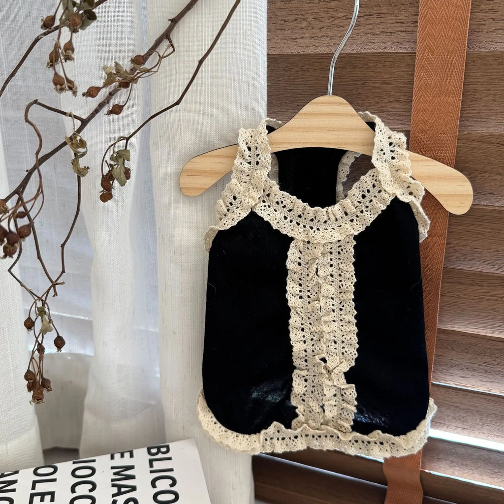 Camiseta de Renda Fofa para Pets, Top Sem Mangas para Cães Pequenos, Roupas para Filhotes Teddy Yorkshire