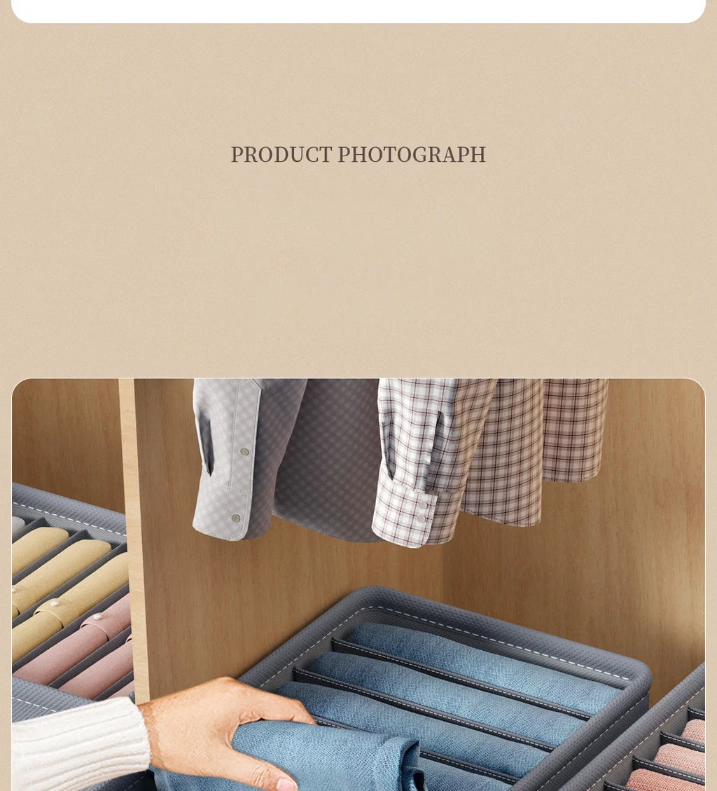 Caixa organizadora de roupa com 6/7/9 compartimentos, para guardar calças mais grossas, dobrável, com divisórias, ideal para camisolas, camisas e gavetas de armários e guarda-roupas.
