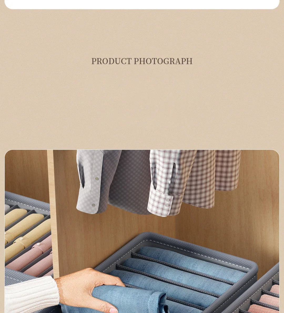 Caixa organizadora de roupa com 6/7/9 compartimentos, para guardar calças mais grossas, dobrável, com divisórias, ideal para camisolas, camisas e gavetas de armários e guarda-roupas.