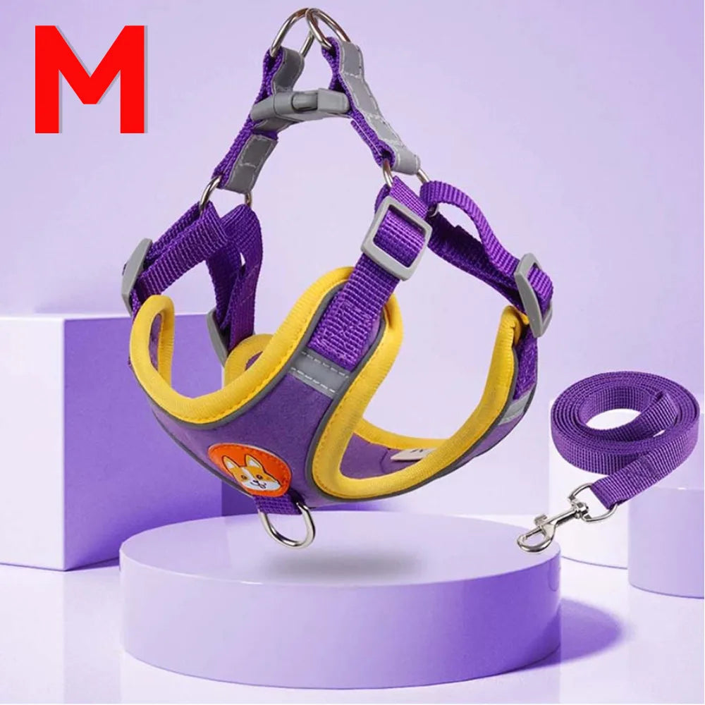 Coleira Peitoral Ajustável Para Cães Gatos Passeio Confortável Material Nylon Ergonômico Seguro