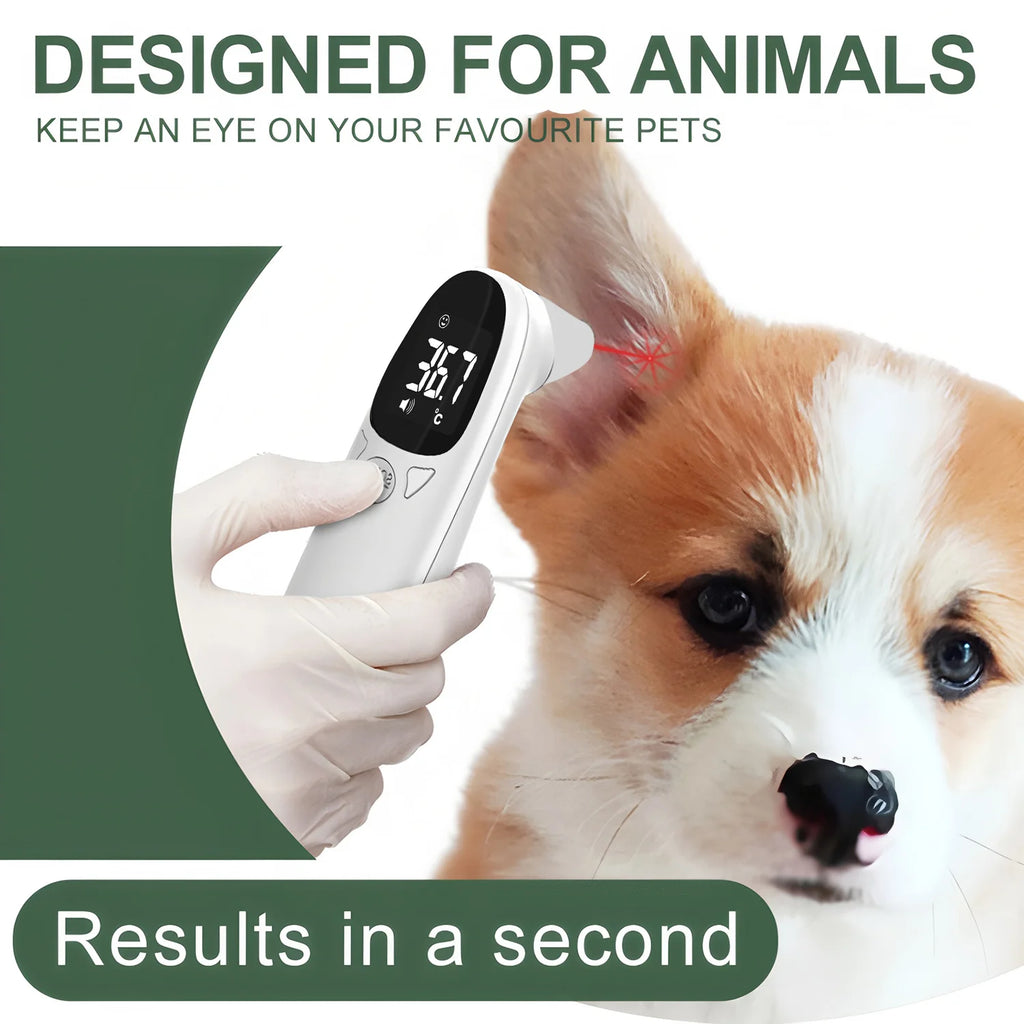 Termômetro Digital para Orelhas de Animais de Estimação, Dispositivo Eletrônico de Medição de Temperatura Sem Contato para Cães, Gatos e Filhotes, Suprimentos Veterinários