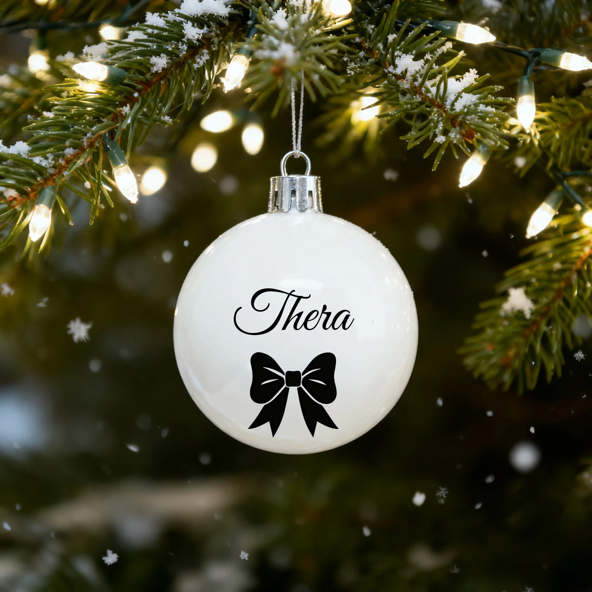 Enfeite de Natal Personalizado com Texto, Bola Decorativa Branca, Presente de Natal, Bola de Decoração de Cena Natalina Personalizada para Pendurar