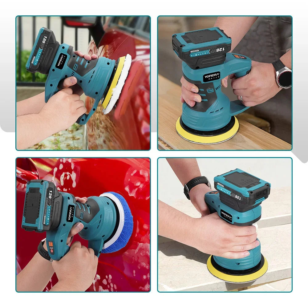 Polidora Automotiva Sem Fio YOFIDRA com 8 Velocidades Ajustáveis, Ferramenta Elétrica para Polimento, Lixamento e Selagem, Compatível com Bateria Makita 18-21V