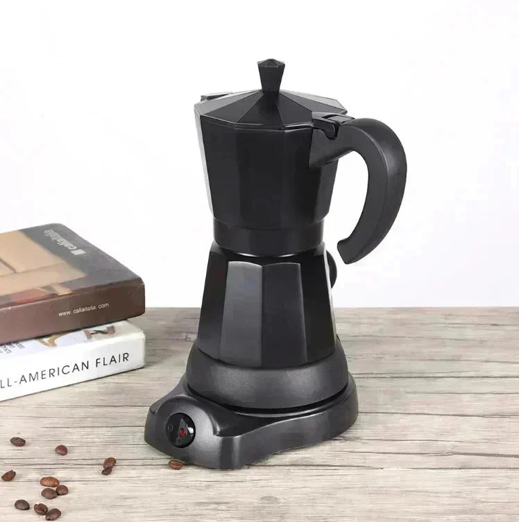 Cafeteira elétrica de alumínio 220v 300ml, estilo italiano, com plugue europeu, para uso doméstico, rápida e conveniente.