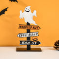Enfeite de madeira de Halloween, fantasma, abóbora, caveira, decoração de mesa de terror para crianças, suprimentos para festa de Halloween