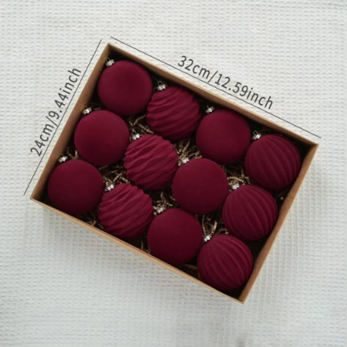 Bolas de natal de veludo 12 unidades/caixa bolas de árvore flocadas pingente ornamentos design luxuoso decoração para decorações de natal