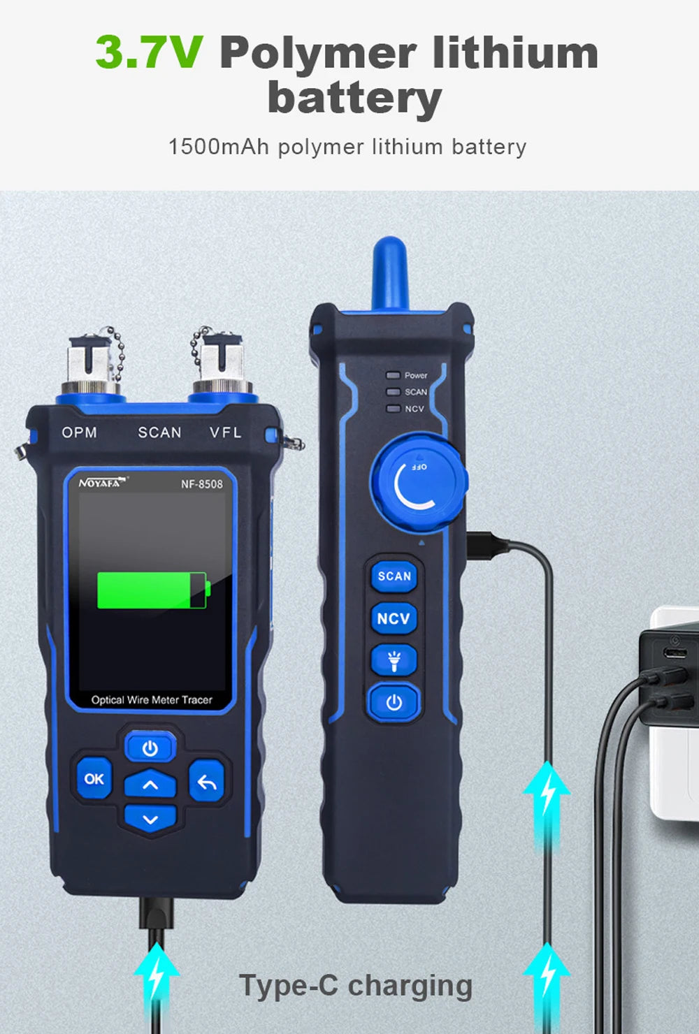 Noyafa-Network Cable Tester, Ethernet Cable Tracker, OPM VFL PoE Checker, Medir Comprimento, Wiremap, Ferramentas de Rede, NF-8508