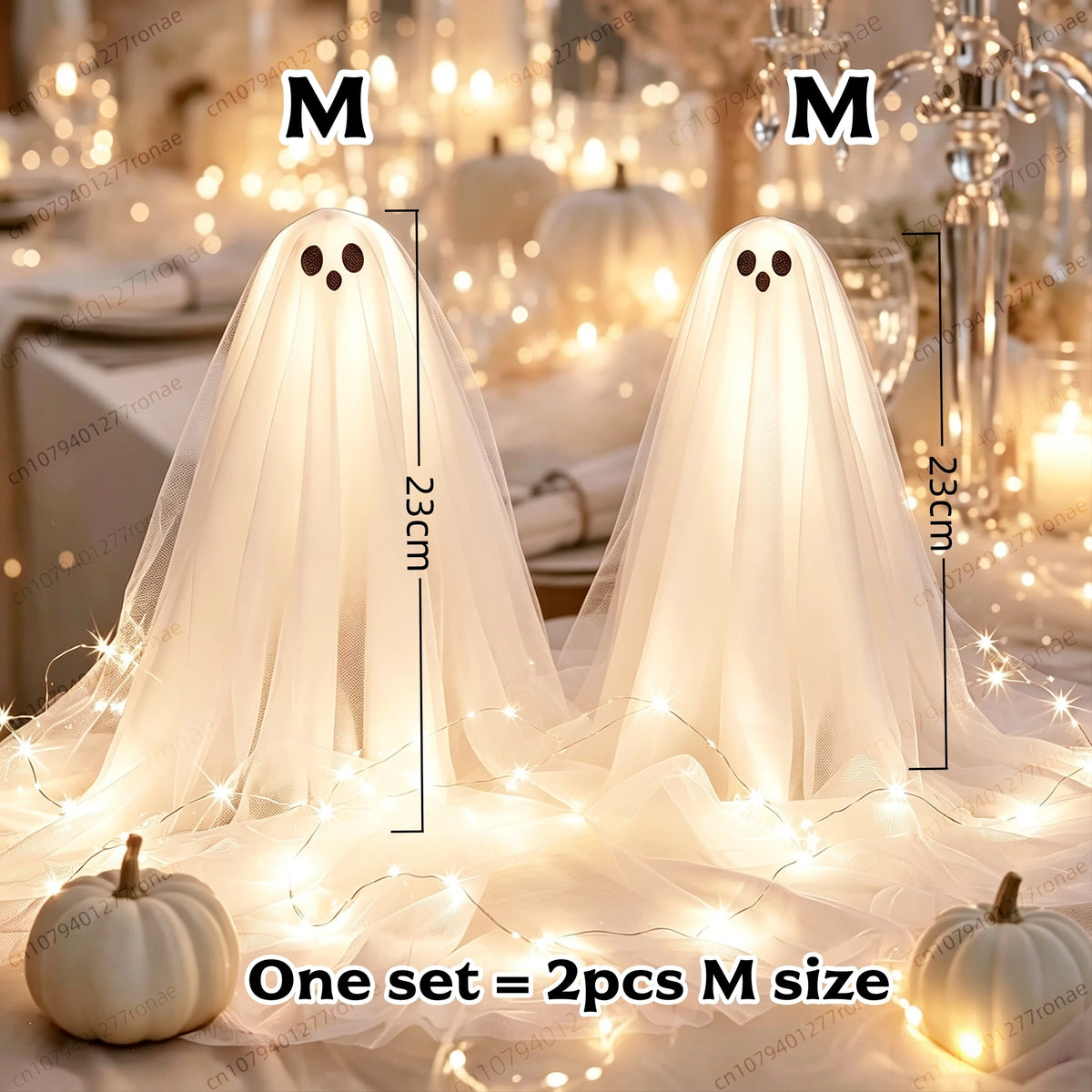 1/2/3 Conjuntos de Decorações de Halloween, Kit DIY de Fantasma Iluminado, Lâmpada Assustadora, Centro de Mesa Branco Quente para Festa de Halloween Interna - Kasa & Pet