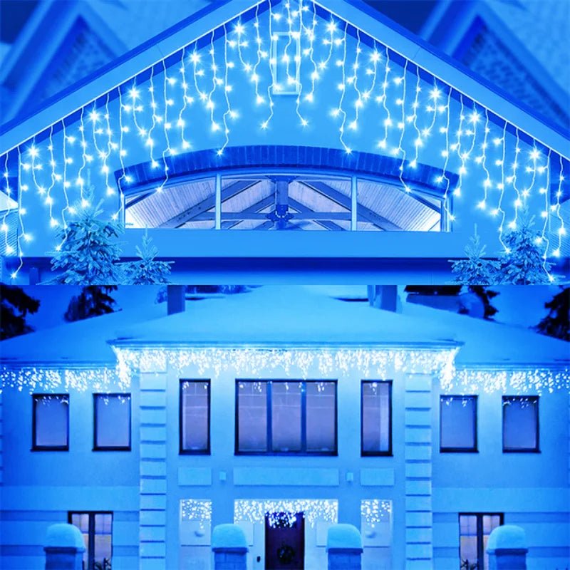 Decoração de Natal 2024 Led Lights Outdoor Street Garland 8/12M Waterproof Connector Icicle Light Ano Novo 2023 Decor para Casa,arvore de natal,cortinas,luzes de natal,natal decoração,pisca pisca de natal - Kasa & Pet
