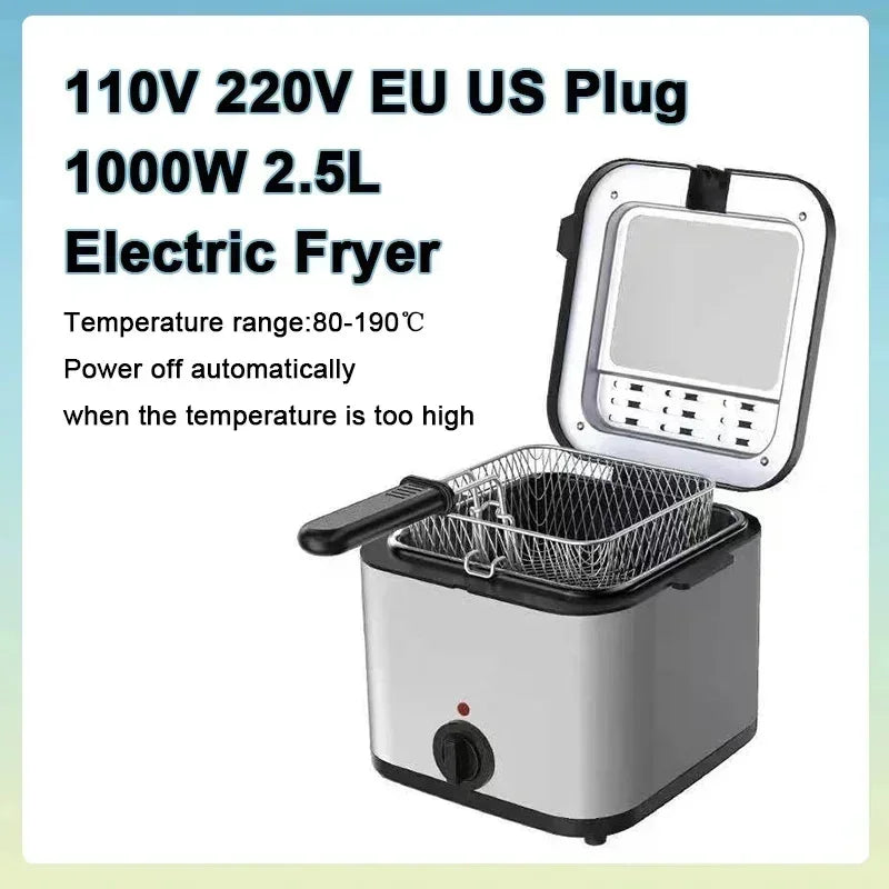 110v 220v 1000w 2.5l casa multi funcional fritadeira elétrica óleo batatas fritas asas de frango lanche máquina