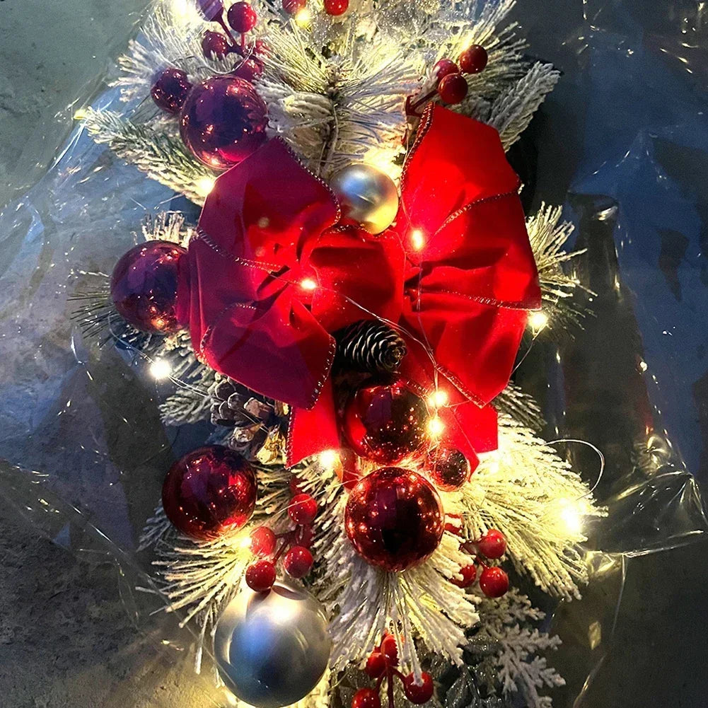 Decoração de escadas pré-iluminadas sem fio acende decorações de escada de natal guarnição guirlanda natal navidad natal