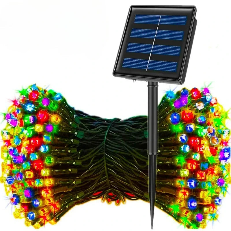 Luzes de corda solares led movidas a energia solar luzes ao ar livre de natal à prova dwaterproof água estrelado luz de fadas de natal para festival festa atmosfera
