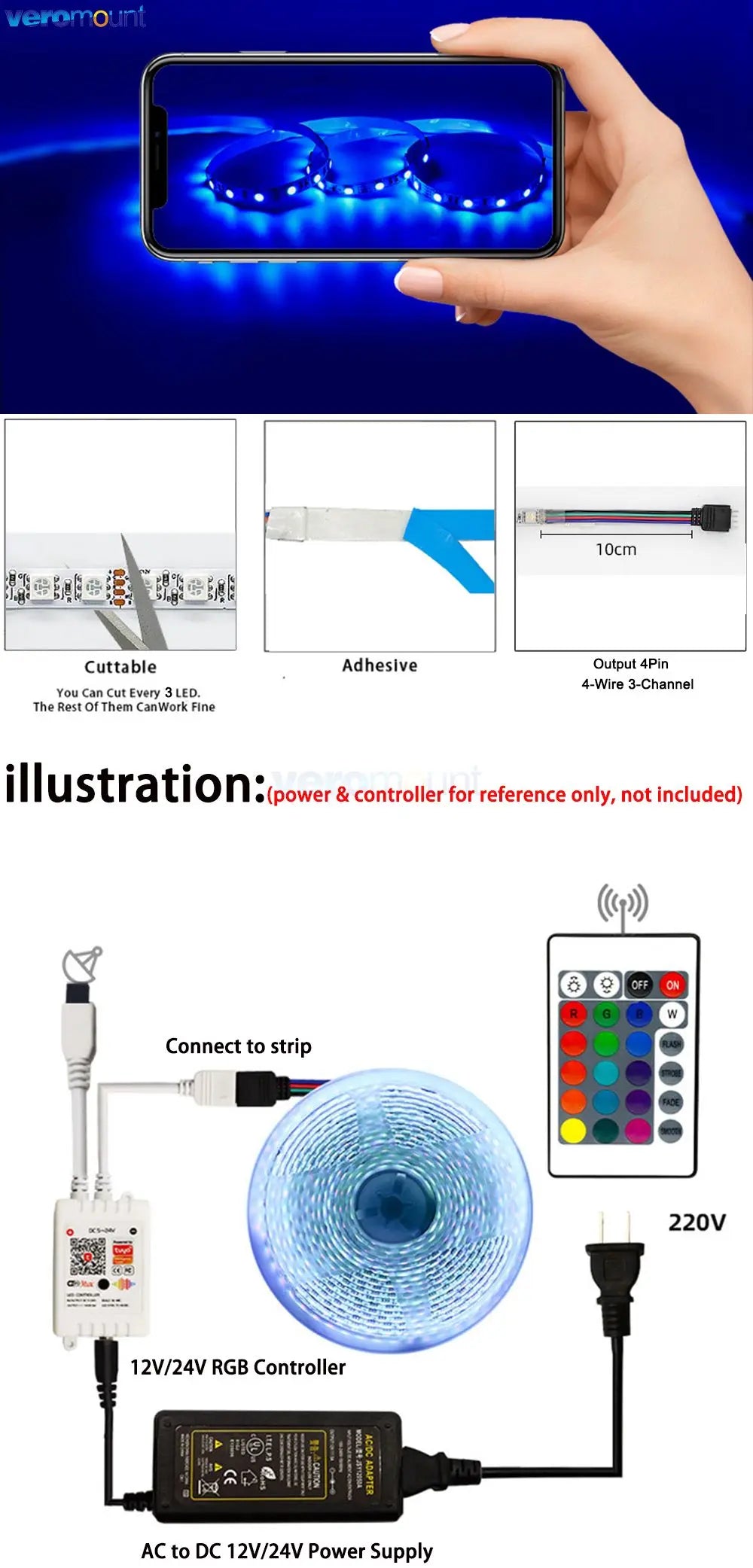 5m 12v 24v dc rgb tira conduzida 30leds/m 60leds/m 96leds/m 120leds/m smd 5050 fita de luz led flexível 8mm 10mm pcb para decoração