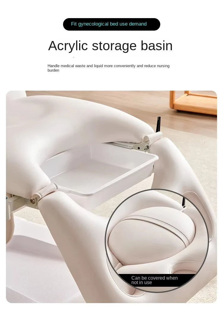 Mesa de Exame Ginecológico Elétrica Hidráulica com Altura Ajustável, Estrutura Estável, Cama de Exame Médico em Couro PU de Alta Qualidade