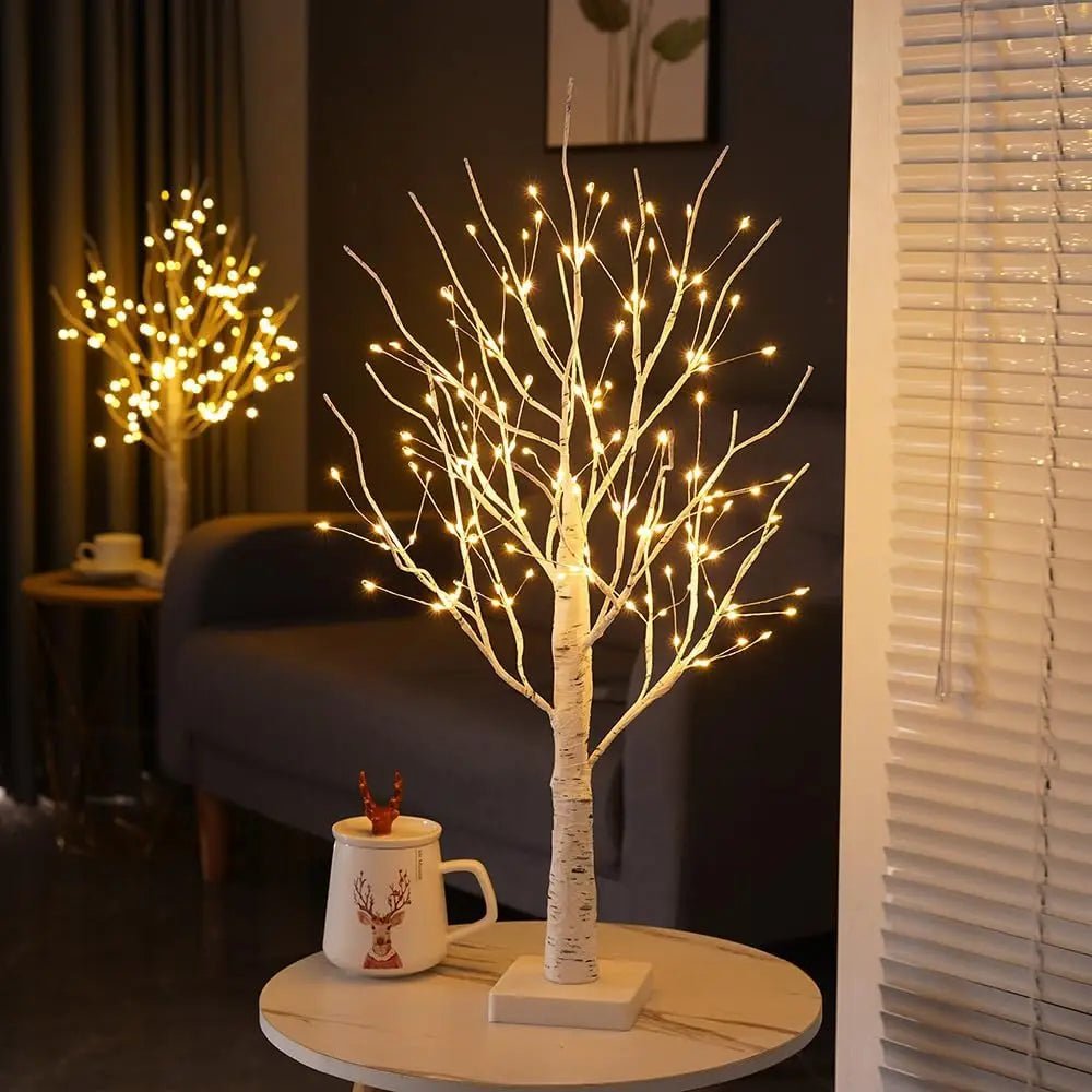 Natal led luzes da árvore natal bétula árvore decoração para casa luzes interior quarto paisagem árvore brilhante
