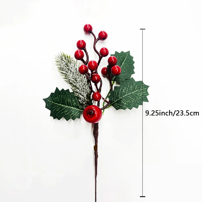 Natal vermelho berry flor artificial pinha ramo decorações da árvore de natal ornamento embalagem de presente festa em casa diy grinalda